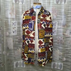 Vintage New York Studio Sleeveless Silk Button Up Top Size Medium Good Used Con